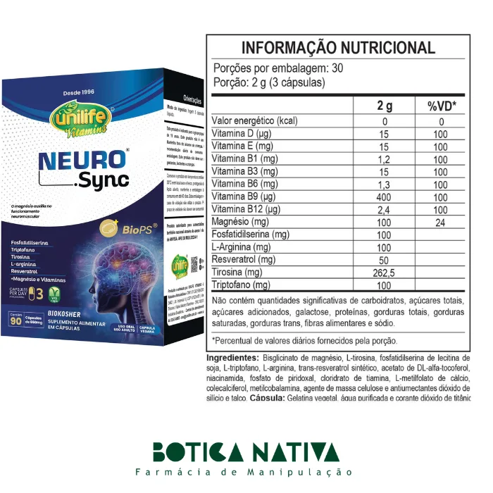 Neurosync Tablet Neuro Sync 90 cápsulas - Botica Nativa